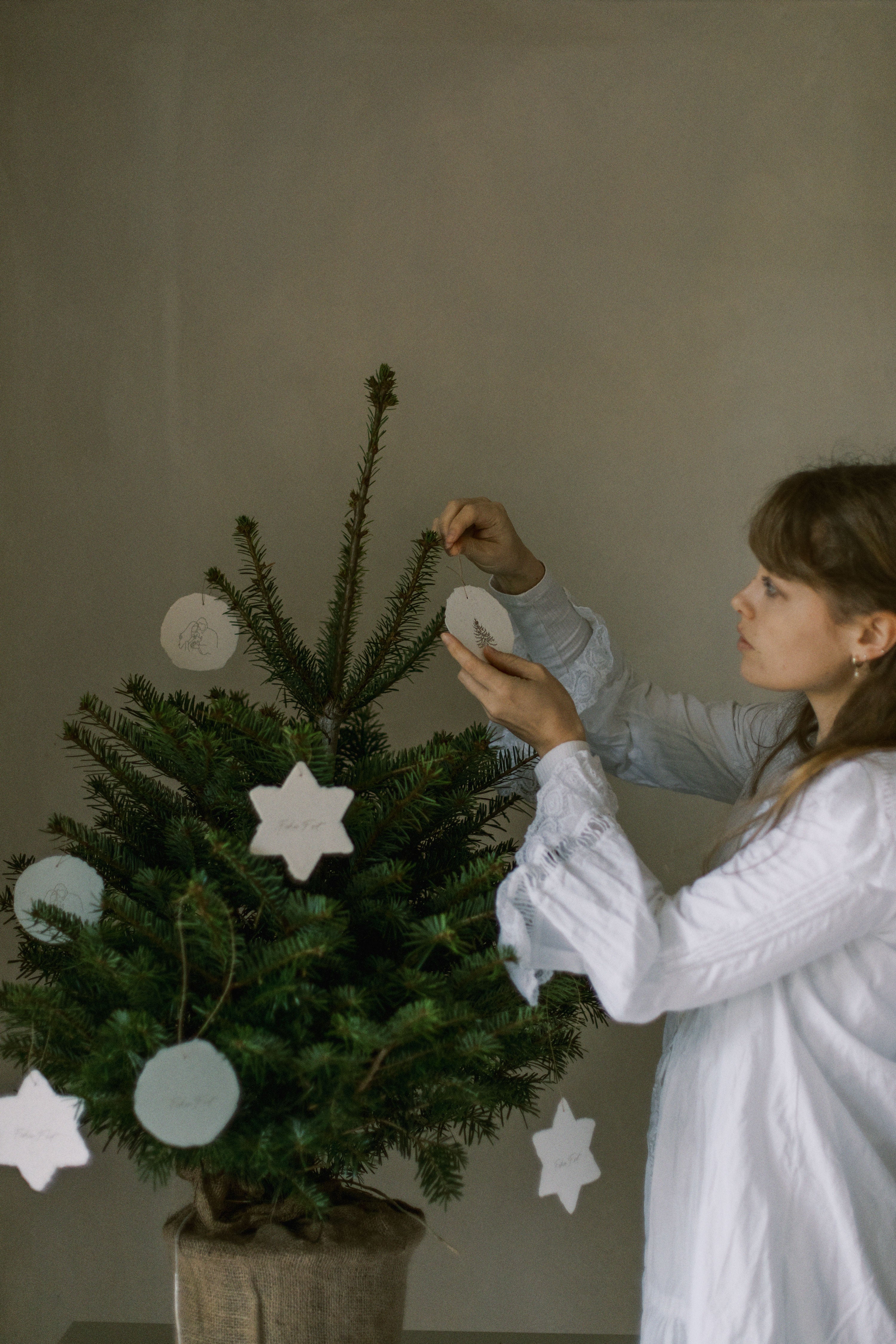 Tree / Letterpress Circle Gift Tags Set of 6