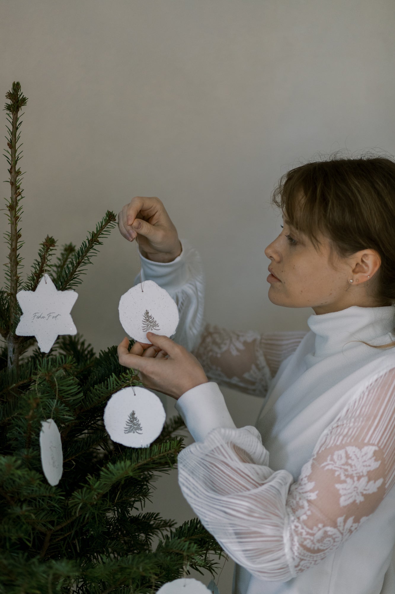 Tree / Letterpress Circle Gift Tags Set of 6