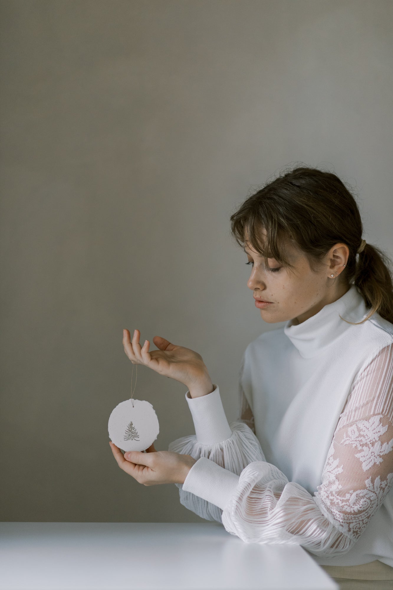 Tree / Letterpress Circle Gift Tags Set of 6