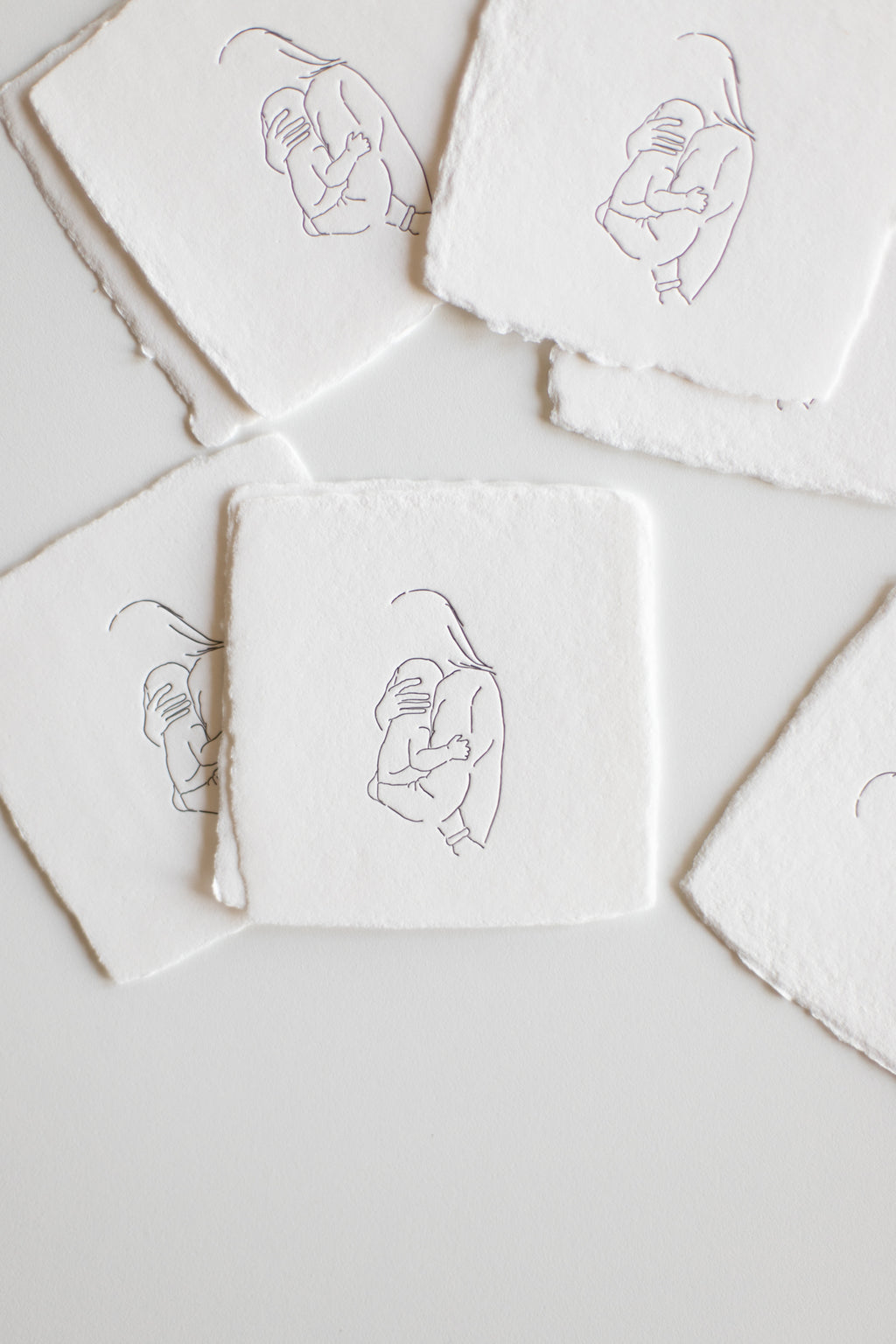 HOLD THEM TIGHT / Letterpress Square Card Set of 6