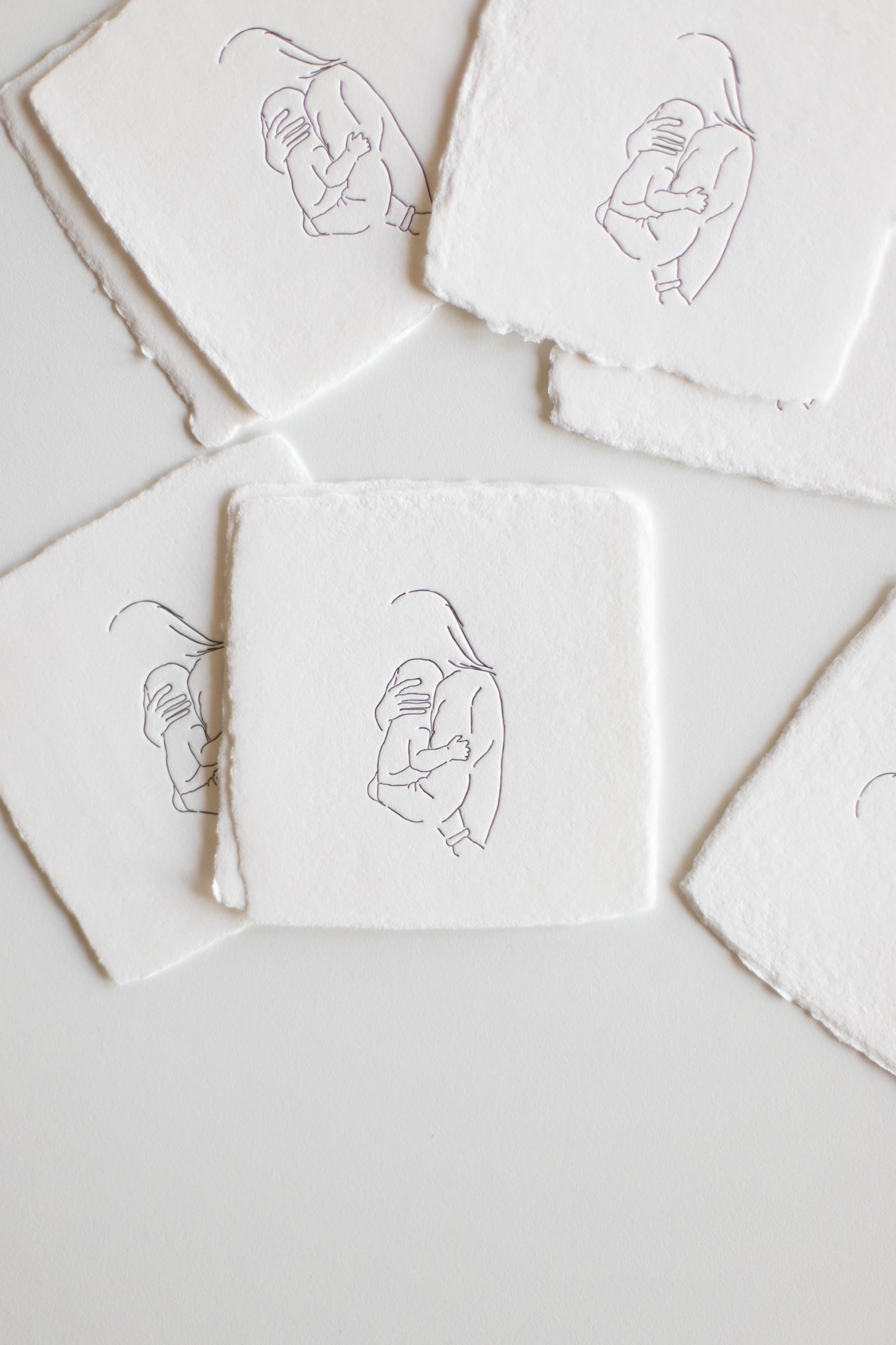 HOLD THEM TIGHT / Letterpress Square Card Set of 6