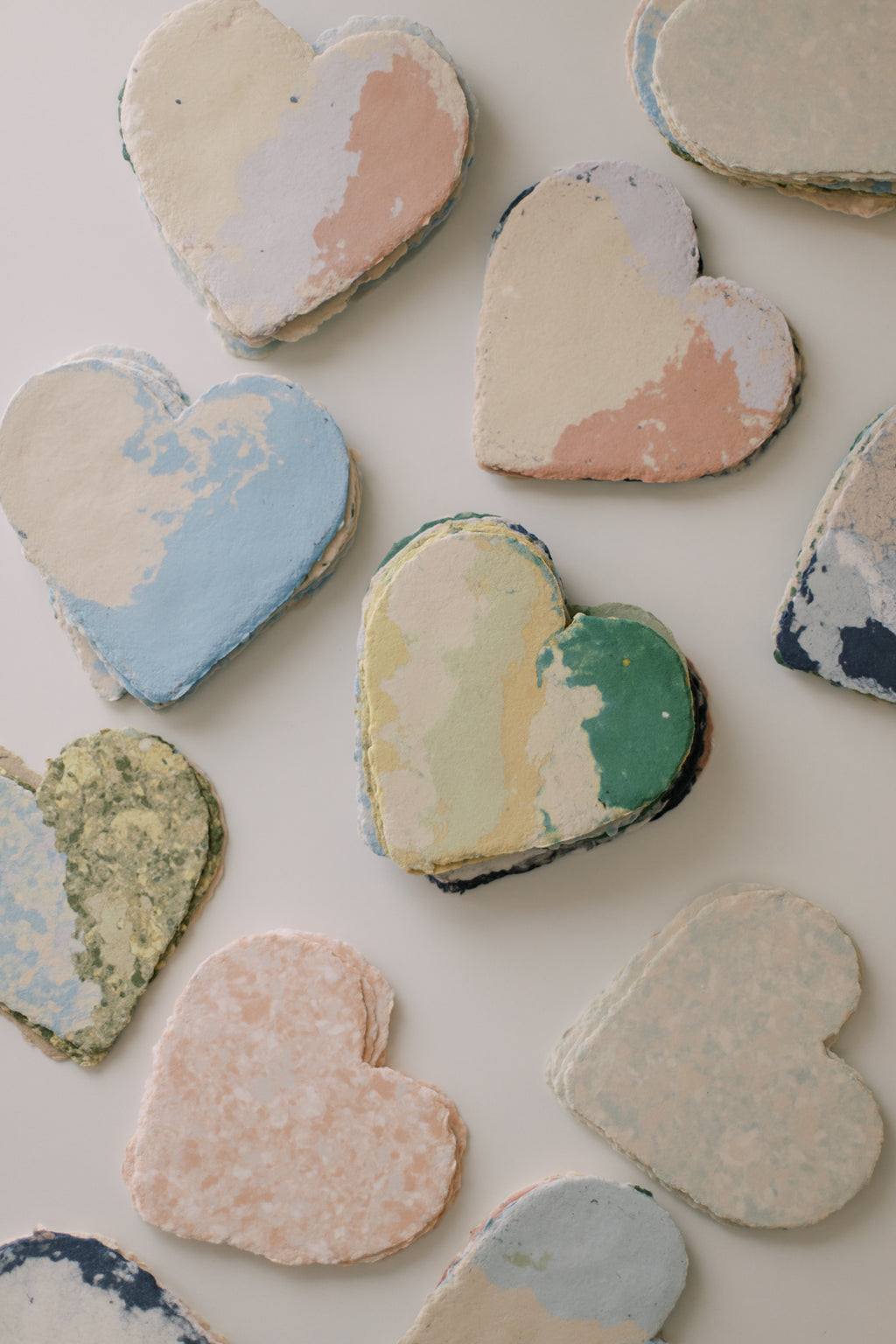 Patch Hearts / Handmade Recycled Paper Heart