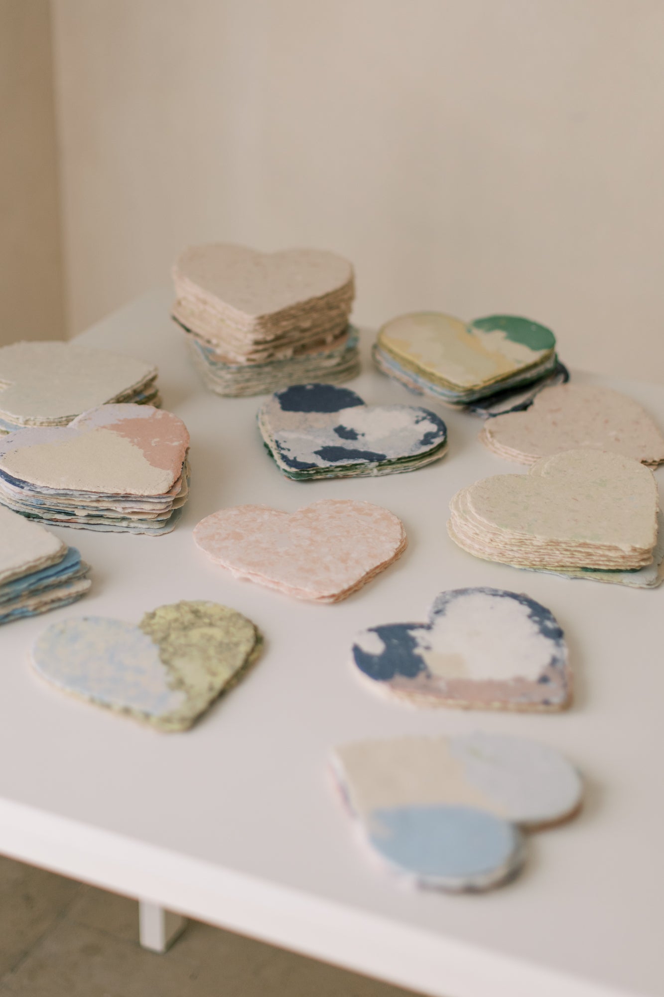 Patch Hearts / Handmade Recycled Paper Heart