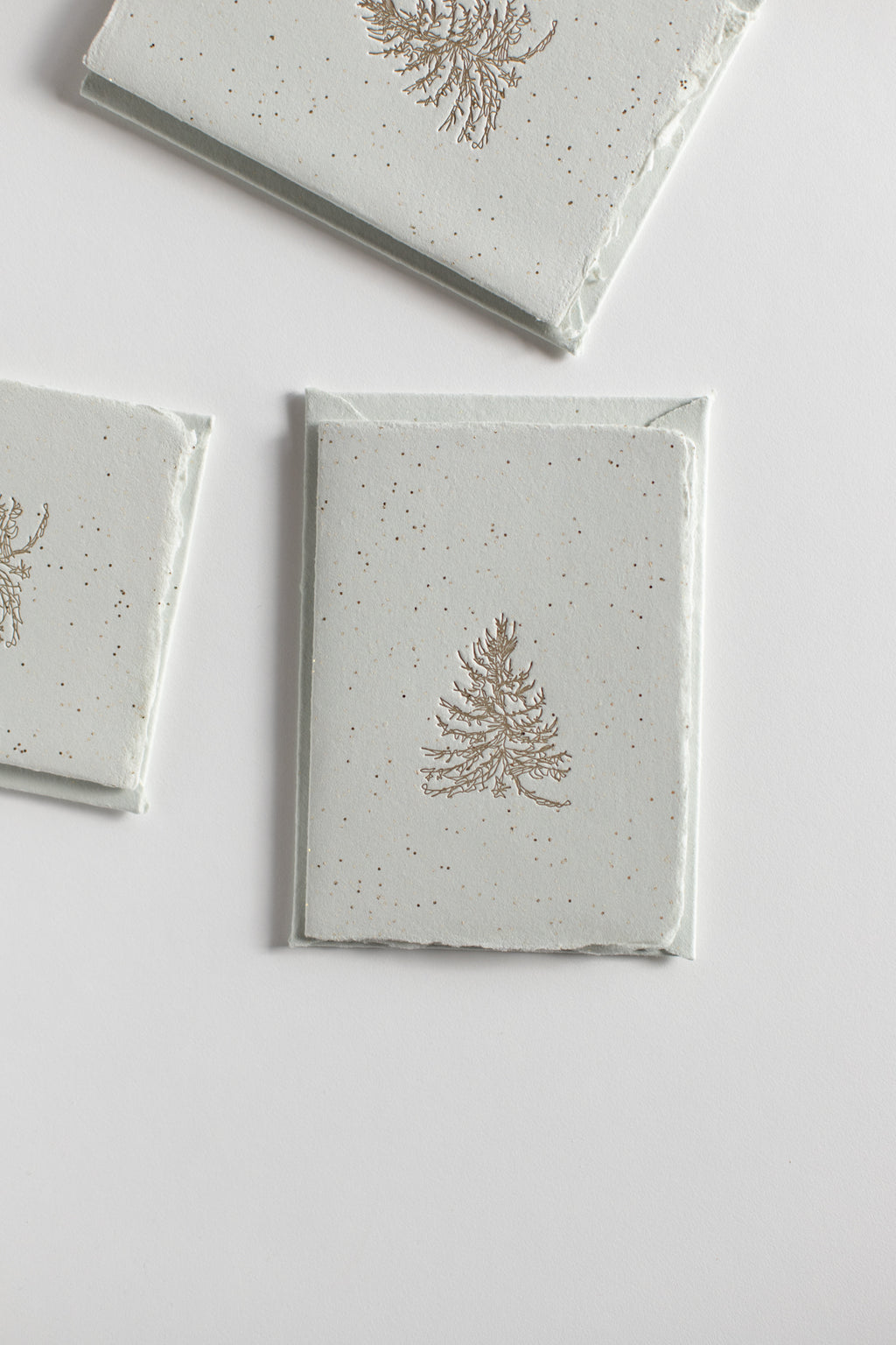 Tree / Sage Glitter Folded Card 4 BAR