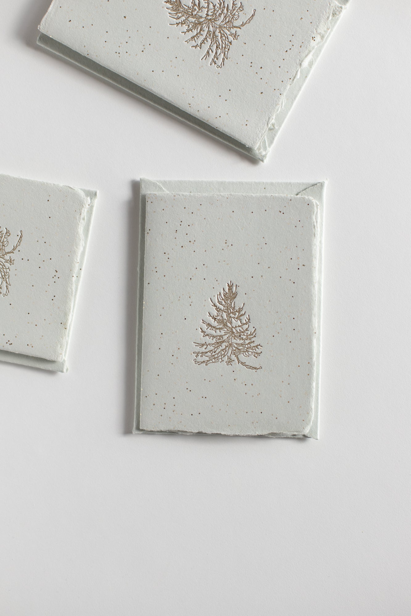 Tree / Sage Glitter Folded Card 4 BAR