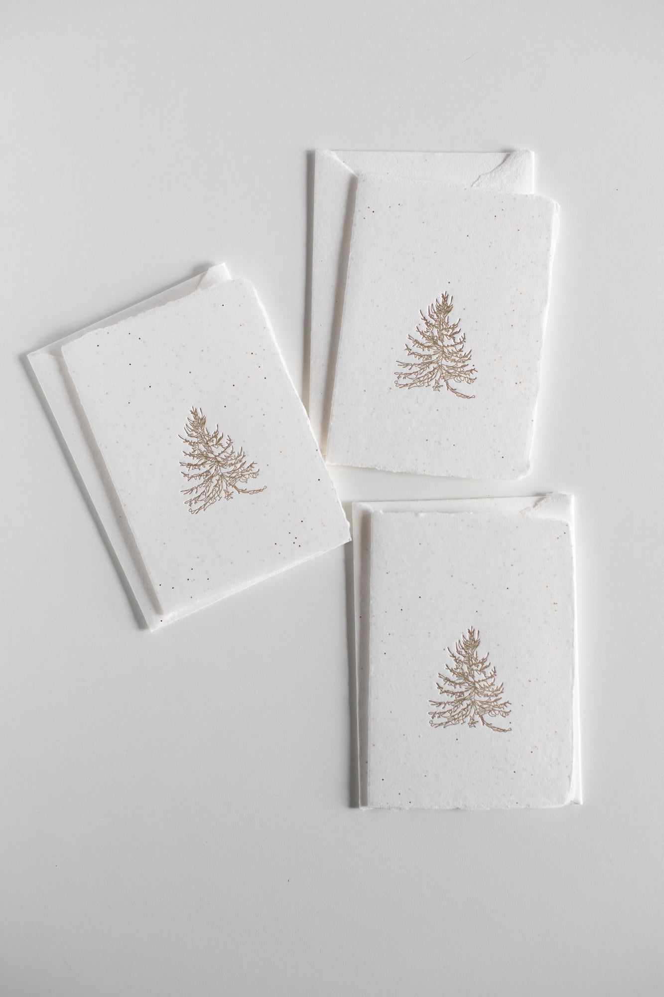 Tree / White Glitter Folded Christmas Card 4 BAR