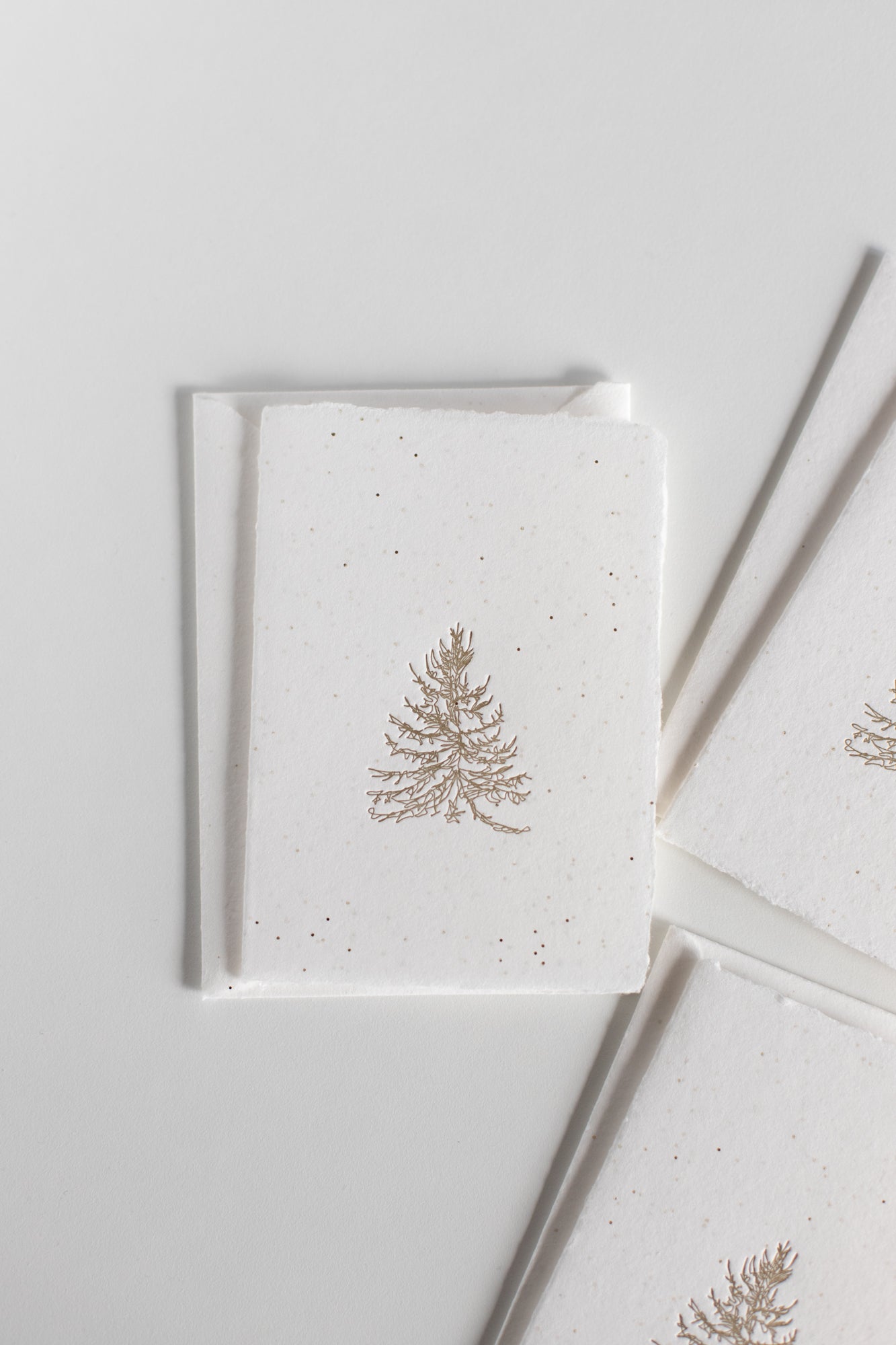 Tree / White Glitter Folded Christmas Card 4 BAR